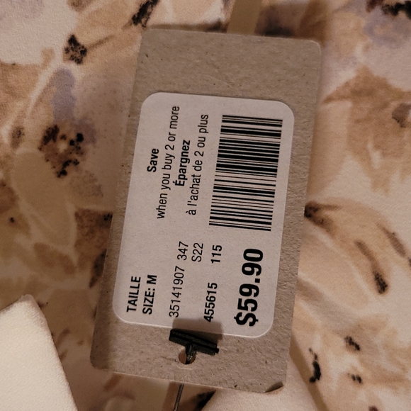 RW&CO Printed Mix Media Shirt Collar Extended Shoulder T-Shirt (M) - Picture 4 of 5